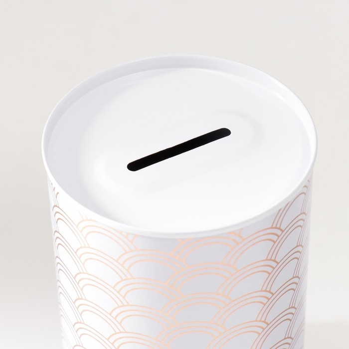 Копилка металл "Золотые узоры на белом" МИКС 8х8х12,5 см