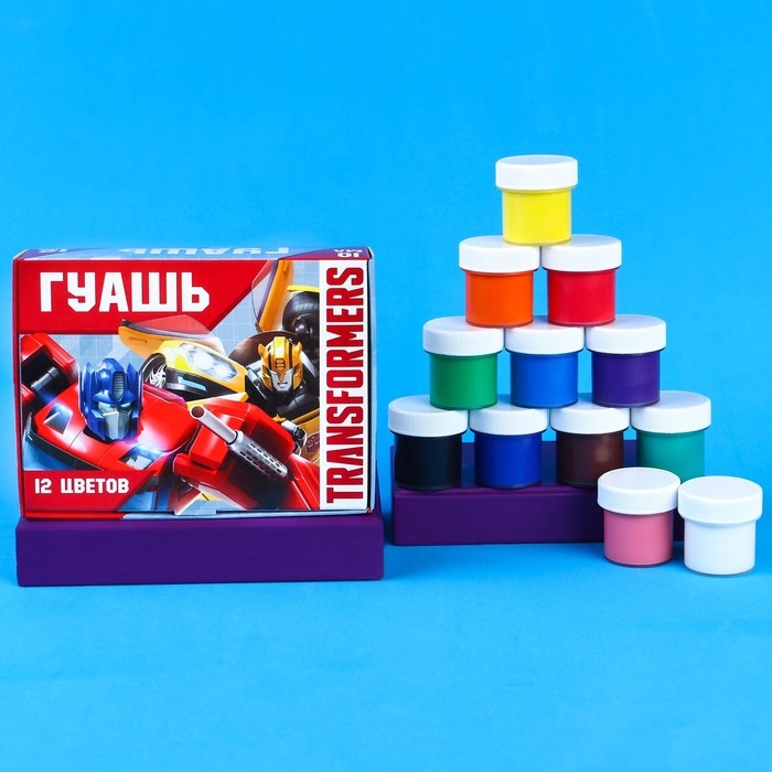 Гуашь 12 цветов по 10 мл, Трансформеры Гуашь 12 цветов по 10 мл, Трансформеры