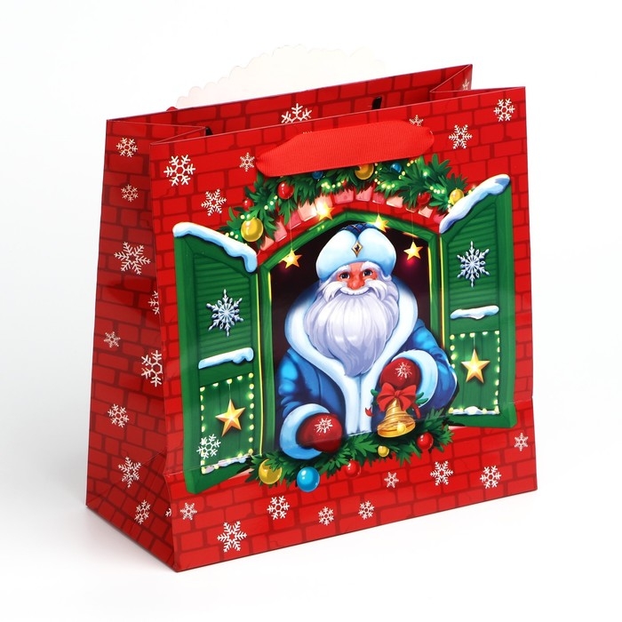 Пакет подарочный новогодний &laquo;Дедушка Мороз&raquo;, 22 х 22 х 10 см , Новый год