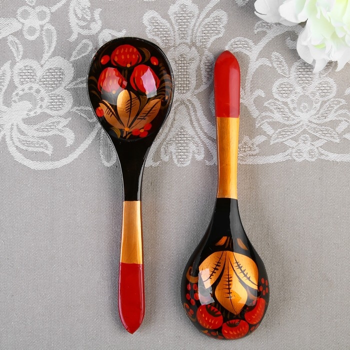 Ложка «Ягодка», салатная, 6×21, хохлома Ложка «Ягодка», салатная, 6×21, хохлома