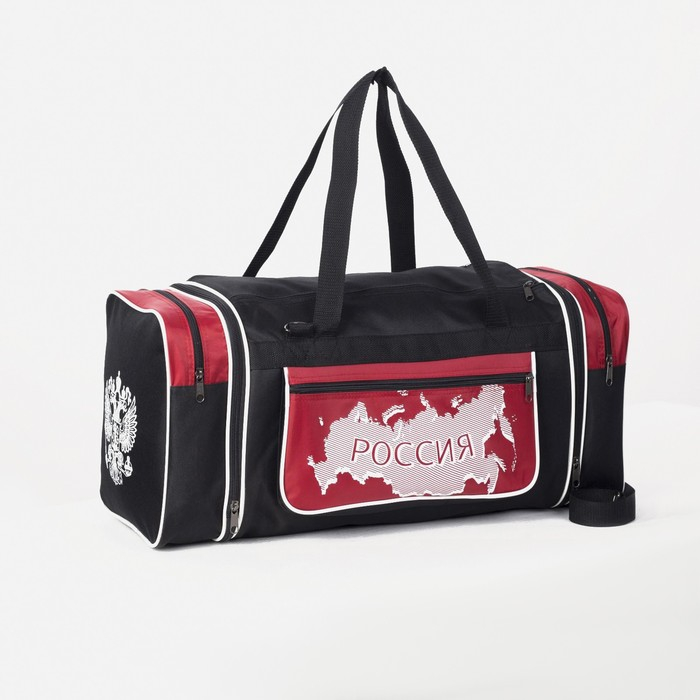 Сумка спортивная на молнии, с увеличением, 3 наружных кармана, длинный ремень, большой размер, цвет чёрный/красный Сумка спортивная на молнии, с увеличением, 3 наружных кармана, длинный ремень, большой размер, цвет чёрный/красный