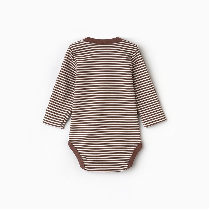 Боди детское с длинным рукавом "Мишка", цвет бежевый, рост 68