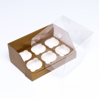 Коробка для 6 капкейков 23,5 х 16 х 10 , Золотая Коробка для 6 капкейков 23,5 х 16 х 10 , Золотая