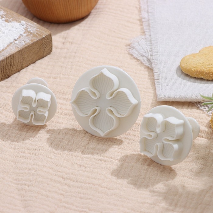 Набор плунжеров кондитерских Доляна «Клевер», 3 шт, d=4,8/3,7/2,7 см Набор плунжеров кондитерских Доляна «Клевер», 3 шт, d=4,8/3,7/2,7 см