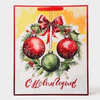 Новый год. Пакет ламинированный вертикальный "Новгодние шары", XL 40 &times; 49 &times; 19 см.