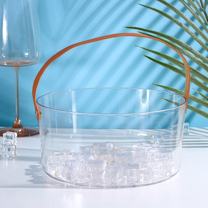 Ведёрко для льда Доляна, 2,6 л, 21×21×10 см, цвет прозрачный Ведёрко для льда Доляна, 2,6 л, 21×21×10 см, цвет прозрачный