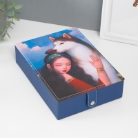 Шкатулка кожзам для украшений с зеркалом "Девушка с хаски" 15х21,5х5,5 см Шкатулка кожзам для украшений с зеркалом "Девушка с хаски" 15х21,5х5,5 см