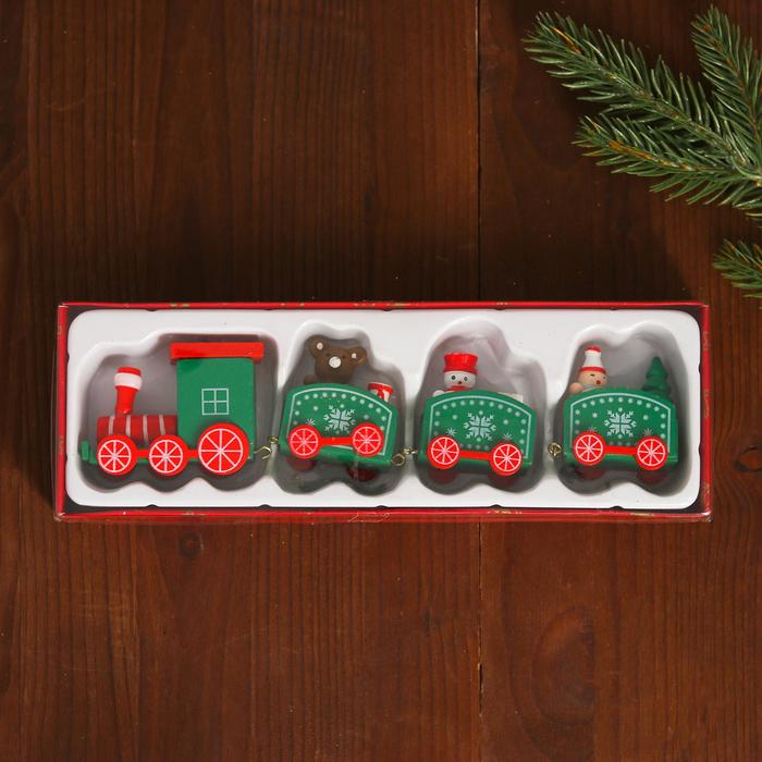 Сувенир «Новогодний поезд», 19 см, цвет зелёный Сувенир «Новогодний поезд», 19 см, цвет зелёный