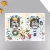 Набор декупажных карт 5 шт &laquo;Зимние ослики&raquo;, плотность 45 гр/м2, формат А4