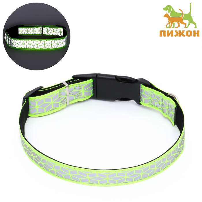 Ошейник со светоотражающим орнаментом, 55 х 2,5 см, салатовый Ошейник со светоотражающим орнаментом, 55 х 2,5 см, салатовый