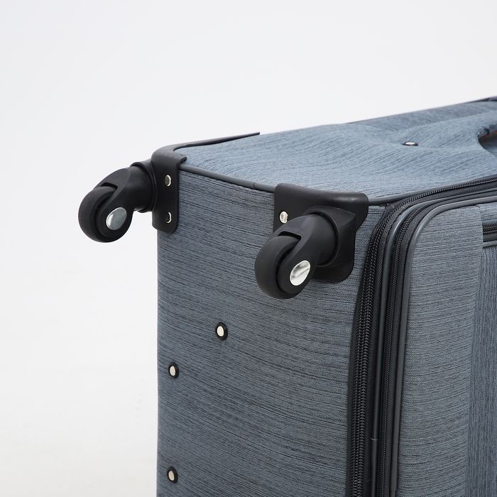 Чемодан большой 95 л (L), отдел на молнии, с расширением, кодовый замок, 4 колеса, наружный карман, цвет серый