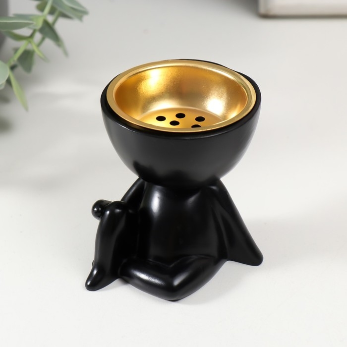 Подставка под благовония полистоун Подставка под благовония полистоун "Человечек сидит" чёрный 6,7х6х6,8 см