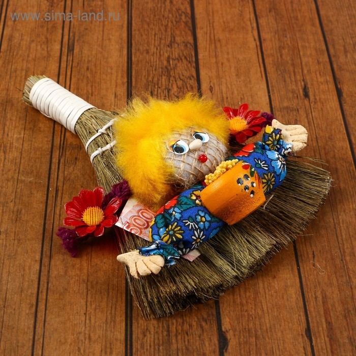 Оберег &laquo;Домовушка Тюха&raquo;, на венике, микс