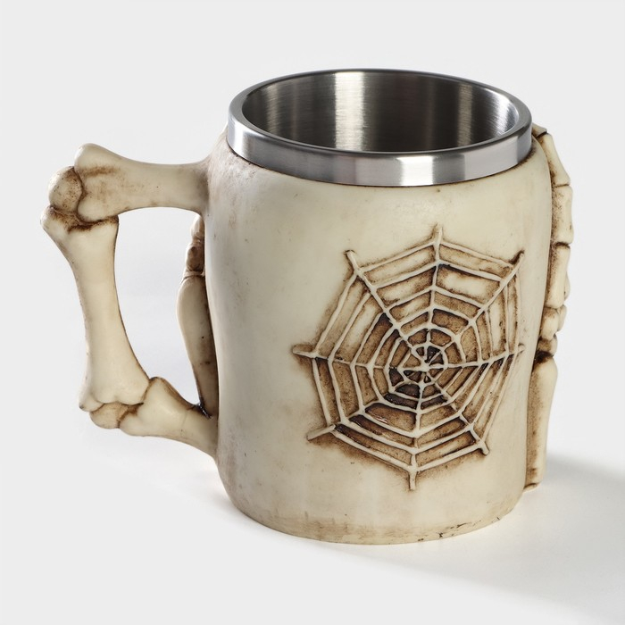 Кружка из нержавеющей стали &laquo;Череп. Хэллоуин&raquo;, 400 мл, цвет бежевый