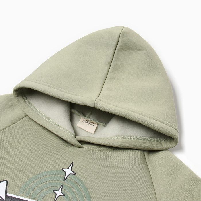 Толстовка (худи) детская MINAKU: CRUSH, цвет оливковый, рост 128 см