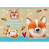 Альбом для рисования А4, 40 листов, на скрепке, "Рыжий Коржик", обложка мелованный картон, матовая ламинация, блок 100 г/м&sup2;, МИКС