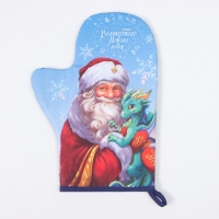 Новый год.Варежка-прихватка Этель "Сказочный гость" 20х28 см, 100% хл, ватин 250 г/м2