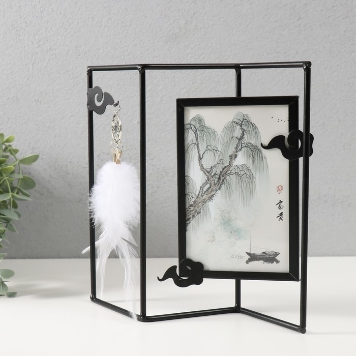 Фоторамка металл на 1 фото 10х15 см Фоторамка металл на 1 фото 10х15 см "Лофт. Дзен" черный 21,5х21,2х6 см