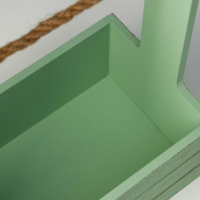 Кашпо деревянное 25.5&times;15&times;30 см "Прованс", ручка канат, зелёный