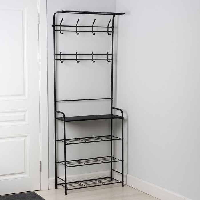 Стеллаж в прихожую &laquo;Константа&raquo;, 69&times;26&times;183 см, цвет чёрный