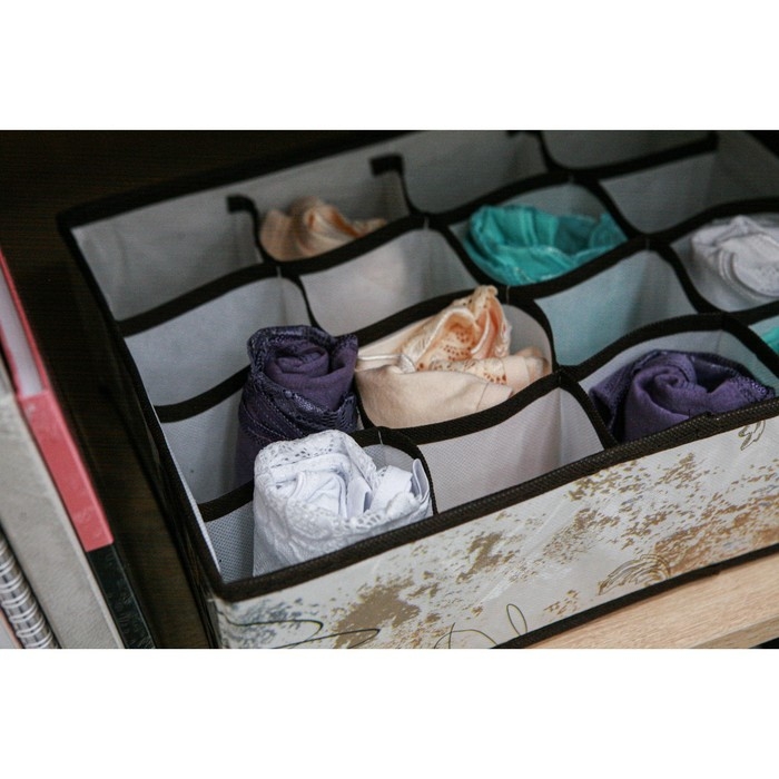 Органайзер для хранения белья Доляна &laquo;Астра&raquo;, 16 ячеек, 36&times;28&times;12 см, цвет МИКС