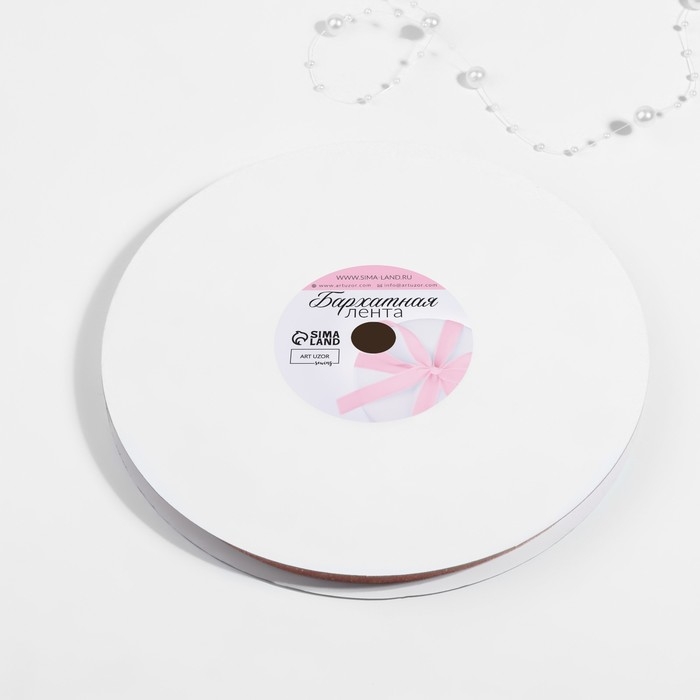 Лента бархатная, с золотым люрексом, 10 мм, 18 &plusmn; 1 м, цвет розовый №02