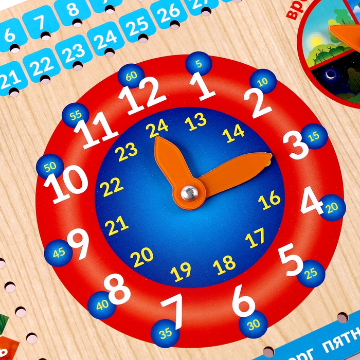 Обучающая доска «Календарь с часами. Природа» Обучающая доска «Календарь с часами. Природа»