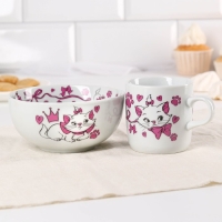 Набор детской посуды, 2 предмета: салатник, кружка "Кошечка Мари", Коты Аристократы Набор детской посуды, 2 предмета: салатник, кружка "Кошечка Мари", Коты Аристократы