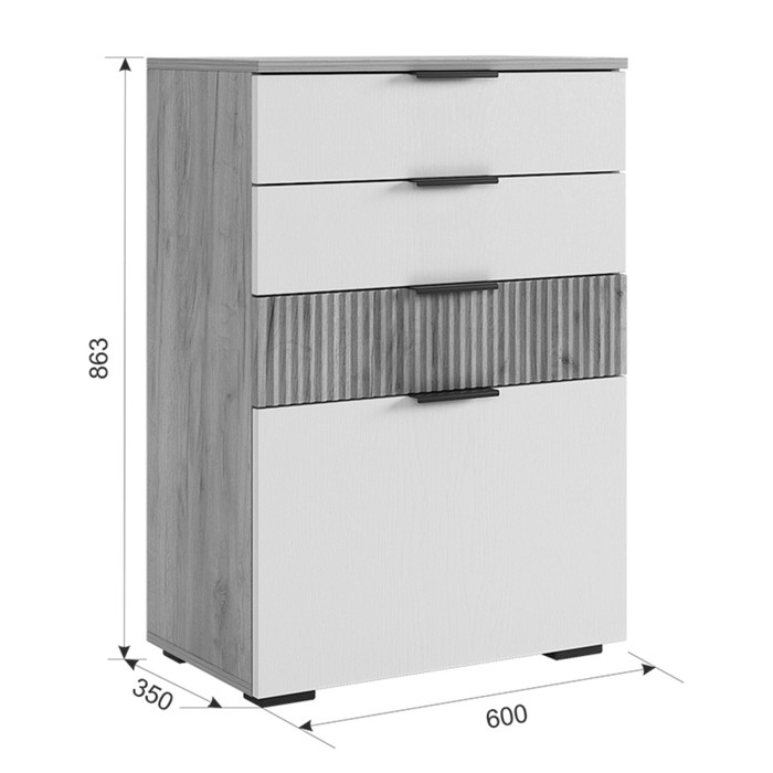 Комод Комод "Бери" 600х353х863 дуб крафт золотой/графит