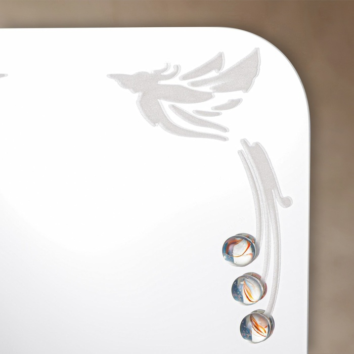 Зеркало &laquo;Райские птицы&raquo;, с пескоструйной графикой и фьюзингом, настенное, с полочкой, 35&times;45