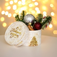 Новый год. Коробка подарочная новогодняя для макарун тубус без окна "Ёлочка", 12 х 8 см.