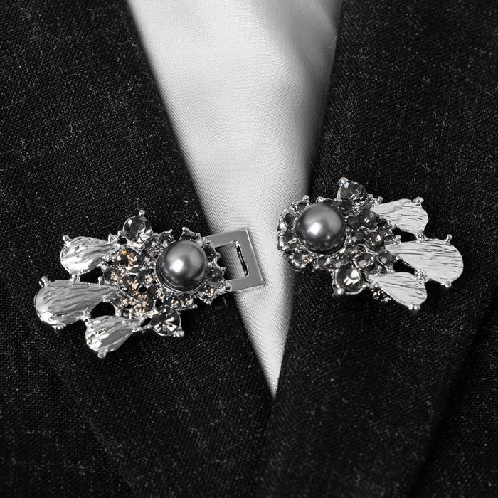 Зажим для кардигана &laquo;Барокко&raquo;, цвет серый в серебре