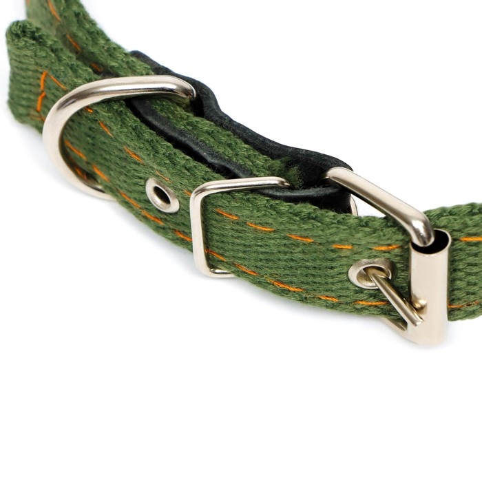 Ошейник брезентовый двухслойный, 50 х 2 см, ОШ 25-45 см, тёмно-зелёный Ошейник брезентовый двухслойный, 50 х 2 см, ОШ 25-45 см, тёмно-зелёный