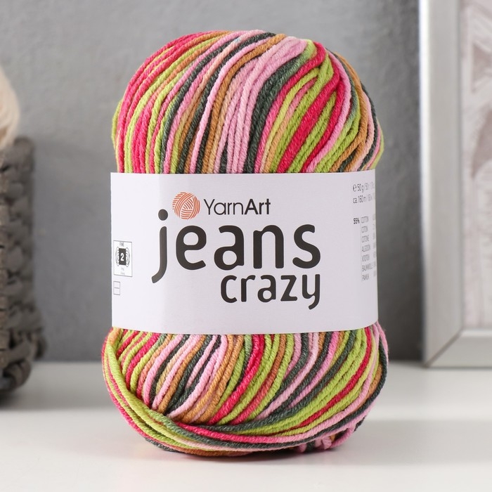 Пряжа "Jeans crazy" 55% хлопок, 45% акрил 160м/50гр (7206  принт)