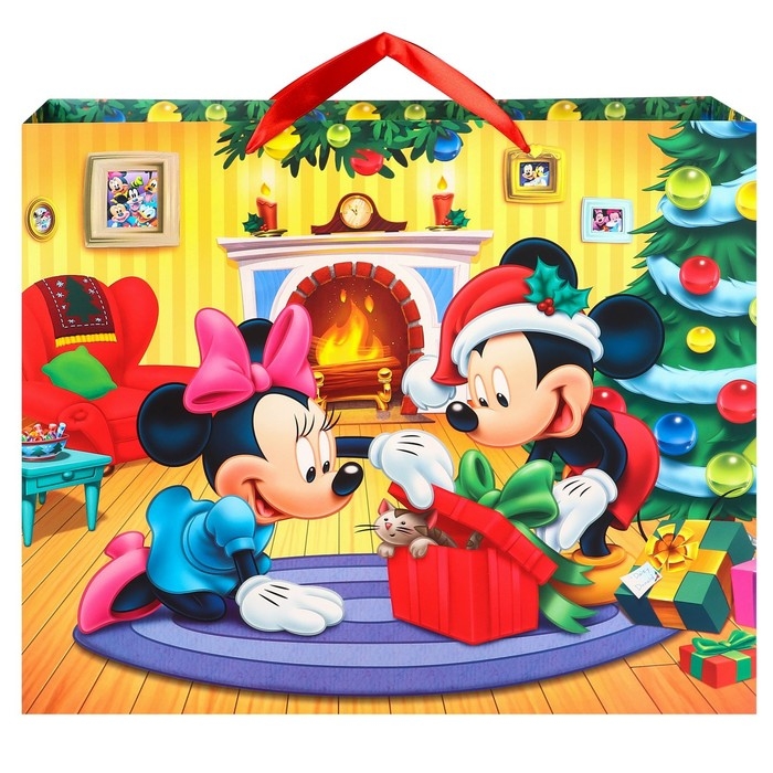 Новый год. Пакет подарочный "С Новым годом!" 49х40х11 см, Микки Маус