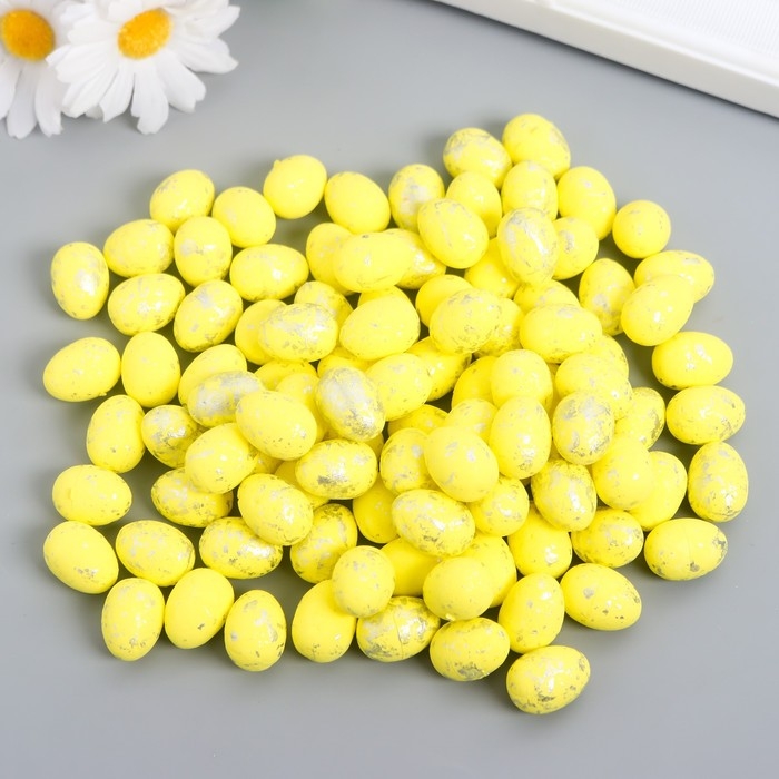 Декор пасхальный Декор пасхальный "Яйцо - серебристая крапинка" набор 100 шт жёлтый 1,5х1,8 см, 8х8х8 см