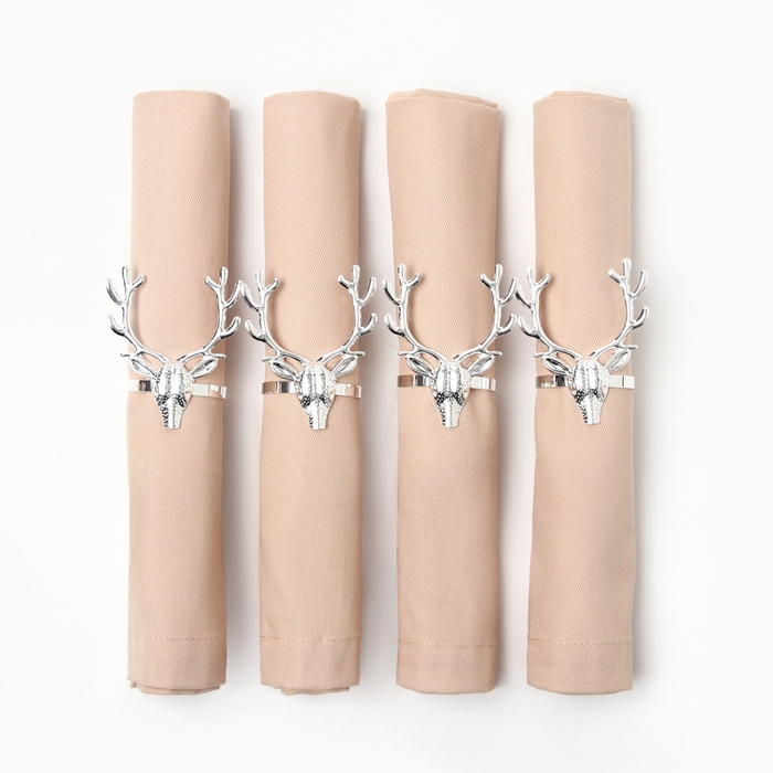 Набор салфеток с декорат. кольцами Этель Base 40х40 см - 4 шт, 100% хлопок