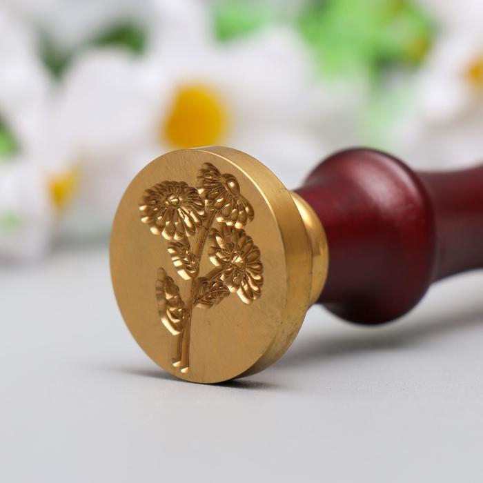 Печать для сургуча с деревянной ручкой Печать для сургуча с деревянной ручкой "Ромашки" 9х2,5х2,5 см