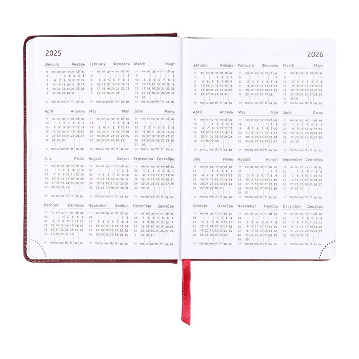 Ежедневник датированный 2025 B6 168 листов, deVENTE. Wild, твердая обложка кожзам с поролоном, перфорация, ляссе, блок 70, бордо