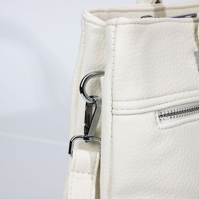 Сумка-тоут на молнии, 2 наружных кармана, цвет белый Сумка-тоут на молнии, 2 наружных кармана, цвет белый