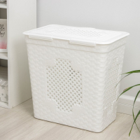 Корзина бельевая с крышкой &laquo;Плетёнка люкс&raquo;, 85 л, 58&times;39&times;57 см, цвет белый