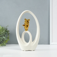 Сувенир керамика "Медвежонок - сны наяву" белый с золотом 6х15,5х27 см Сувенир керамика "Медвежонок - сны наяву" белый с золотом 6х15,5х27 см