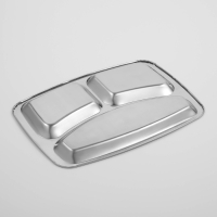 Поднос из нержавеющей стали, 3 секции, 29&times;21&times;1,5 см
