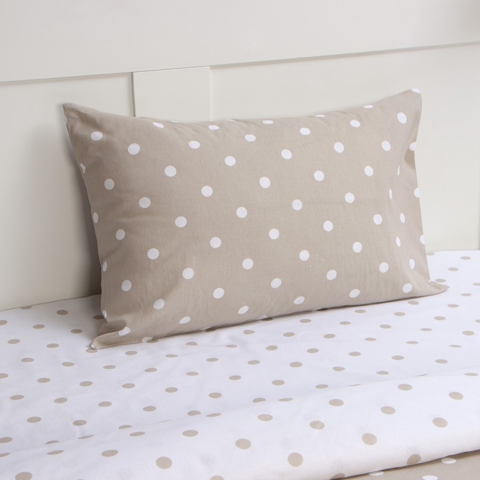 Постельное бельё Этель 1, 5 сп «Горошек», цвет бежевый, 143х215 см, 150х214 см, 50х70 см -1 шт, 100% хлопок Постельное бельё Этель 1, 5 сп «Горошек», цвет бежевый, 143х215 см, 150х214 см, 50х70 см -1 шт, 100% хлопок