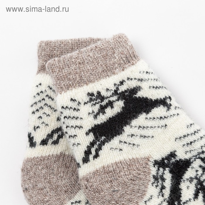 Носки детские шерстяные &laquo;Олени&raquo;, цвет белый, размер 20