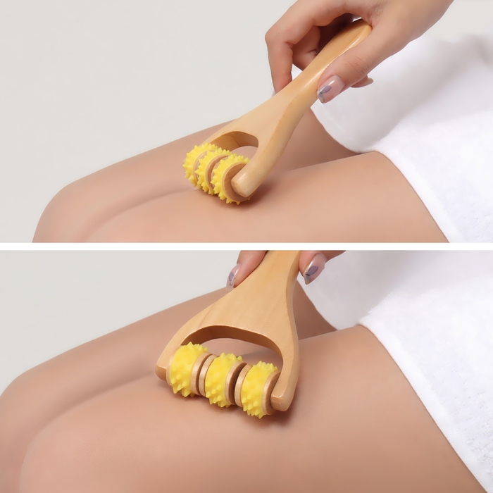 Массажёр - роллер, с шипами, универсальный, деревянный, 14,5 × 8 × 2 см, цвет МИКС Массажёр - роллер, с шипами, универсальный, деревянный, 14,5 × 8 × 2 см, цвет МИКС