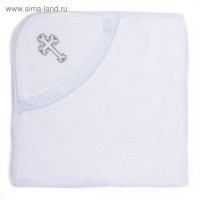 Полотенце-уголок для крещения с вышивкой, размер 100х100см, цвет белый, К40/1