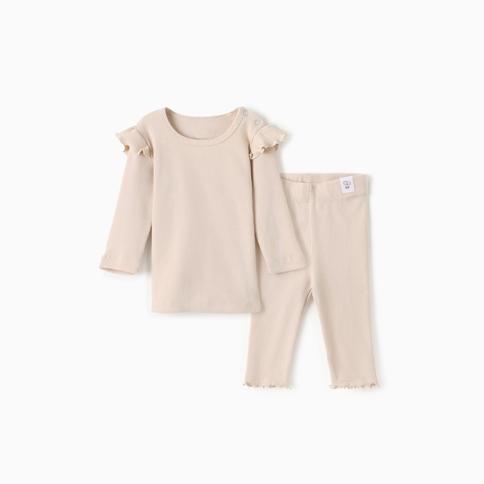 Комплект (лонгслив и брюки) для девочки MINAKU, цвет светло-бежевый, рост 74-80 см