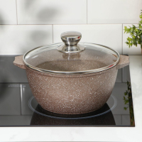 Кастрюля &laquo;Гранит Brown&raquo;, 3 л, d=24 см, h=19.5 см, антипригарное покрытие, цвет коричневый