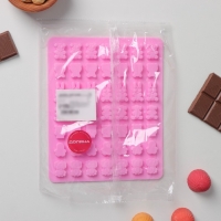 Форма для мармелада Доляна &laquo;Зоопарк&raquo;, силикон, 18,5&times;15&times;0,5 см, 49 ячеек (2&times;1,5 см), цвет розовый